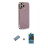 MARSİLYAN™- iPhone 13 Pro Max Kılıf Yankı Serisi - Siyah 18D Cam Ekran Koruyucu + Shine Kamera Lens Koruma Cam - PE