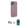 MARSİLYAN™- iPhone 13 Pro Max Kılıf Yankı Serisi - Siyah 18D Cam Ekran Koruyucu + Rainbow Kamera Lens Koruma Cam - MR