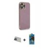 MARSİLYAN™- iPhone 13 Pro Max Kılıf Yankı Serisi - Siyah 18D Cam Ekran Koruyucu + Rainbow Kamera Lens Koruma Cam - MI