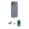MARSİLYAN™- iPhone 13 Pro Max Kılıf Yankı Serisi - Siyah 18D Cam Ekran Koruyucu + Renkli Kamera Lens Koruma Cam - PE