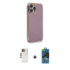 MARSİLYAN™- iPhone 13 Pro Max Kılıf Yankı Serisi - Siyah 18D Cam Ekran Koruyucu + Shine Kamera Lens - GD