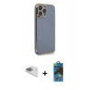 MARSİLYAN™- iPhone 13 Pro Max Kılıf Yankı Serisi - Siyah 18D Cam Ekran Koruyucu + Pers Alüminyum Kamera Lens - SABE
