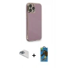 MARSİLYAN™- iPhone 13 Pro Max Kılıf Yankı Serisi - Siyah 18D Cam Ekran Koruyucu + Pers Alüminyum Kamera Lens - SABE