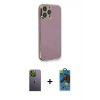 MARSİLYAN™- iPhone 13 Pro Max Kılıf Yankı Serisi - Siyah 18D Cam Ekran Koruyucu + Neon Fosforlu Kamera Lens - YL