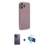 MARSİLYAN™- iPhone 13 Pro Max Kılıf Yankı Serisi - Siyah 3D Antistatik Cam Ekran Koruyucu + Neon Fosforlu Kamera Lens - MI
