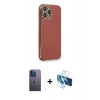 MARSİLYAN™- iPhone 13 Pro Max Kılıf Yankı Serisi - Siyah 3D Antistatik Cam Ekran Koruyucu + Neon Fosforlu Kamera Lens - MI