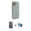 MARSİLYAN™- iPhone 13 Pro Max Kılıf Yankı Serisi - Siyah 3D Antistatik Cam Ekran Koruyucu + Neon Fosforlu Kamera Lens - YL