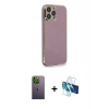 MARSİLYAN™- iPhone 13 Pro Max Kılıf Yankı Serisi - Siyah 3D Antistatik Cam Ekran Koruyucu + Neon Fosforlu Kamera Lens - YL