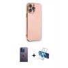 MARSİLYAN™- iPhone 13 Pro Max Kılıf Yankı Serisi - Siyah 3D Antistatik Cam Ekran Koruyucu + Neon Fosforlu Kamera Lens - MI