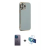 MARSİLYAN™- iPhone 13 Pro Max Kılıf Yankı Serisi - Siyah 3D Antistatik Cam Ekran Koruyucu + Neon Fosforlu Kamera Lens - MI