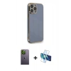 MARSİLYAN™- iPhone 13 Pro Max Kılıf Yankı Serisi - Siyah 3D Antistatik Cam Ekran Koruyucu + Neon Fosforlu Kamera Lens - YL
