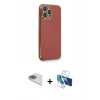 MARSİLYAN™- iPhone 13 Pro Max Kılıf Yankı Serisi - Siyah 3D Antistatik Cam Ekran Koruyucu + Pers Alüminyum Kamera Lens - GD