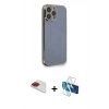 MARSİLYAN™- iPhone 13 Pro Max Kılıf Yankı Serisi - Siyah 3D Antistatik Cam Ekran Koruyucu + Pers Alüminyum Kamera Lens - KI