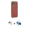 MARSİLYAN™- iPhone 13 Pro Max Kılıf Yankı Serisi - Siyah 3D Antistatik Cam Ekran Koruyucu + Pers Alüminyum Kamera Lens - SABE