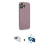 MARSİLYAN™- iPhone 13 Pro Max Kılıf Yankı Serisi - Siyah 3D Antistatik Cam Ekran Koruyucu + Pers Alüminyum Kamera Lens - SABE