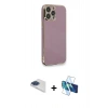 MARSİLYAN™- iPhone 13 Pro Max Kılıf Yankı Serisi - Siyah 3D Antistatik Cam Ekran Koruyucu + Pers Alüminyum Kamera Lens - LT