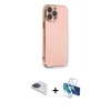 MARSİLYAN™- iPhone 13 Pro Max Kılıf Yankı Serisi - Siyah 3D Antistatik Cam Ekran Koruyucu + Pers Alüminyum Kamera Lens - LT