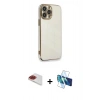 MARSİLYAN™- iPhone 13 Pro Max Kılıf Yankı Serisi - Siyah 3D Antistatik Cam Ekran Koruyucu + Pers Alüminyum Kamera Lens - KI
