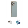 MARSİLYAN™- iPhone 13 Pro Max Kılıf Yankı Serisi - Siyah 3D Antistatik Cam Ekran Koruyucu + Pers Alüminyum Kamera Lens - GD