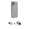 MARSİLYAN™- iPhone 13 Pro Max Kılıf Yankı Serisi - Siyah 3D Antistatik Cam Ekran Koruyucu + Rainbow Kamera Lens Koruma Cam - MI