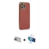 MARSİLYAN™- iPhone 13 Pro Max Kılıf Yankı Serisi - Siyah 3D Antistatik Cam Ekran Koruyucu + Rainbow Kamera Lens Koruma Cam - MR