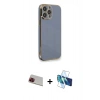 MARSİLYAN™- iPhone 13 Pro Max Kılıf Yankı Serisi - Siyah 3D Antistatik Cam Ekran Koruyucu + Rainbow Kamera Lens Koruma Cam - KI