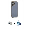 MARSİLYAN™- iPhone 13 Pro Max Kılıf Yankı Serisi - Siyah 3D Antistatik Cam Ekran Koruyucu + Rainbow Kamera Lens Koruma Cam - MI