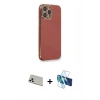 MARSİLYAN™- iPhone 13 Pro Max Kılıf Yankı Serisi - Siyah 3D Antistatik Cam Ekran Koruyucu + Rainbow Kamera Lens Koruma Cam - BZ