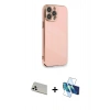 MARSİLYAN™- iPhone 13 Pro Max Kılıf Yankı Serisi - Siyah 3D Antistatik Cam Ekran Koruyucu + Rainbow Kamera Lens Koruma Cam - BZ