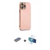 MARSİLYAN™- iPhone 13 Pro Max Kılıf Yankı Serisi - Siyah 3D Antistatik Cam Ekran Koruyucu + Renkli Kamera Lens Koruma Cam - SI