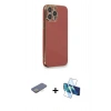 MARSİLYAN™- iPhone 13 Pro Max Kılıf Yankı Serisi - Siyah 3D Antistatik Cam Ekran Koruyucu + Renkli Kamera Lens Koruma Cam - SI