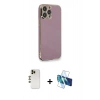 MARSİLYAN™- iPhone 13 Pro Max Kılıf Yankı Serisi - Siyah 3D Antistatik Cam Ekran Koruyucu + Shine Kamera Lens - GD