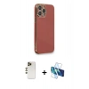 MARSİLYAN™- iPhone 13 Pro Max Kılıf Yankı Serisi - Siyah 3D Antistatik Cam Ekran Koruyucu + Shine Kamera Lens - GD