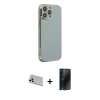 MARSİLYAN™- iPhone 13 Pro Max Kılıf Yankı Serisi - Siyah 3D Antistatik Hayalet Cam Ekran Koruyucu + Rainbow Kamera Lens Koruma Cam - BZ