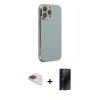 MARSİLYAN™- iPhone 13 Pro Max Kılıf Yankı Serisi - Siyah 3D Antistatik Hayalet Cam Ekran Koruyucu + Pers Alüminyum Kamera Lens - GI