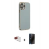 MARSİLYAN™- iPhone 13 Pro Max Kılıf Yankı Serisi - Siyah 3D Antistatik Hayalet Cam Ekran Koruyucu + Pers Alüminyum Kamera Lens - KI