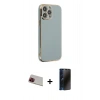 MARSİLYAN™- iPhone 13 Pro Max Kılıf Yankı Serisi - Siyah 3D Antistatik Hayalet Cam Ekran Koruyucu + Rainbow Kamera Lens Koruma Cam - KI