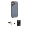 MARSİLYAN™- iPhone 13 Pro Max Kılıf Yankı Serisi - Siyah 3D Antistatik Hayalet Cam Ekran Koruyucu + Pers Alüminyum Kamera Lens - KI