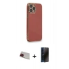 MARSİLYAN™- iPhone 13 Pro Max Kılıf Yankı Serisi - Siyah 3D Antistatik Hayalet Cam Ekran Koruyucu + Rainbow Kamera Lens Koruma Cam - KI
