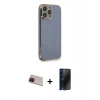 MARSİLYAN™- iPhone 13 Pro Max Kılıf Yankı Serisi - Siyah 3D Antistatik Hayalet Cam Ekran Koruyucu + Rainbow Kamera Lens Koruma Cam - KI