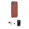 MARSİLYAN™- iPhone 13 Pro Max Kılıf Yankı Serisi - Siyah 3D Antistatik Hayalet Cam Ekran Koruyucu + Pers Alüminyum Kamera Lens - KI