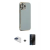 MARSİLYAN™- iPhone 13 Pro Max Kılıf Yankı Serisi - Siyah 3D Antistatik Hayalet Cam Ekran Koruyucu + Pers Alüminyum Kamera Lens - LT