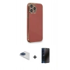 MARSİLYAN™- iPhone 13 Pro Max Kılıf Yankı Serisi - Siyah 3D Antistatik Hayalet Cam Ekran Koruyucu + Pers Alüminyum Kamera Lens - LT