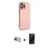 MARSİLYAN™- iPhone 13 Pro Max Kılıf Yankı Serisi - Siyah 3D Antistatik Hayalet Cam Ekran Koruyucu + Rainbow Kamera Lens Koruma Cam - MI