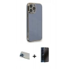MARSİLYAN™- iPhone 13 Pro Max Kılıf Yankı Serisi - Siyah 3D Antistatik Hayalet Cam Ekran Koruyucu + Rainbow Kamera Lens Koruma Cam - MI