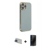 MARSİLYAN™- iPhone 13 Pro Max Kılıf Yankı Serisi - Siyah 3D Antistatik Hayalet Cam Ekran Koruyucu + Rainbow Kamera Lens Koruma Cam - MI