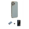 MARSİLYAN™- iPhone 13 Pro Max Kılıf Yankı Serisi - Siyah 3D Antistatik Hayalet Cam Ekran Koruyucu + Shine Kamera Lens Koruma Cam - PE