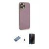 MARSİLYAN™- iPhone 13 Pro Max Kılıf Yankı Serisi - Siyah 3D Antistatik Hayalet Cam Ekran Koruyucu + Shine Kamera Lens Koruma Cam - PE