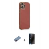 MARSİLYAN™- iPhone 13 Pro Max Kılıf Yankı Serisi - Siyah 3D Antistatik Hayalet Cam Ekran Koruyucu + Shine Kamera Lens Koruma Cam - PE