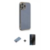 MARSİLYAN™- iPhone 13 Pro Max Kılıf Yankı Serisi - Siyah 3D Antistatik Hayalet Cam Ekran Koruyucu + Shine Kamera Lens Koruma Cam - PE